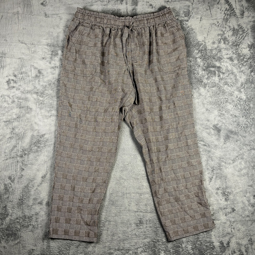 Soho Apparel Ltd Pants Womens XL Gray Black Glen Plaid Stretch Drawstring Casual